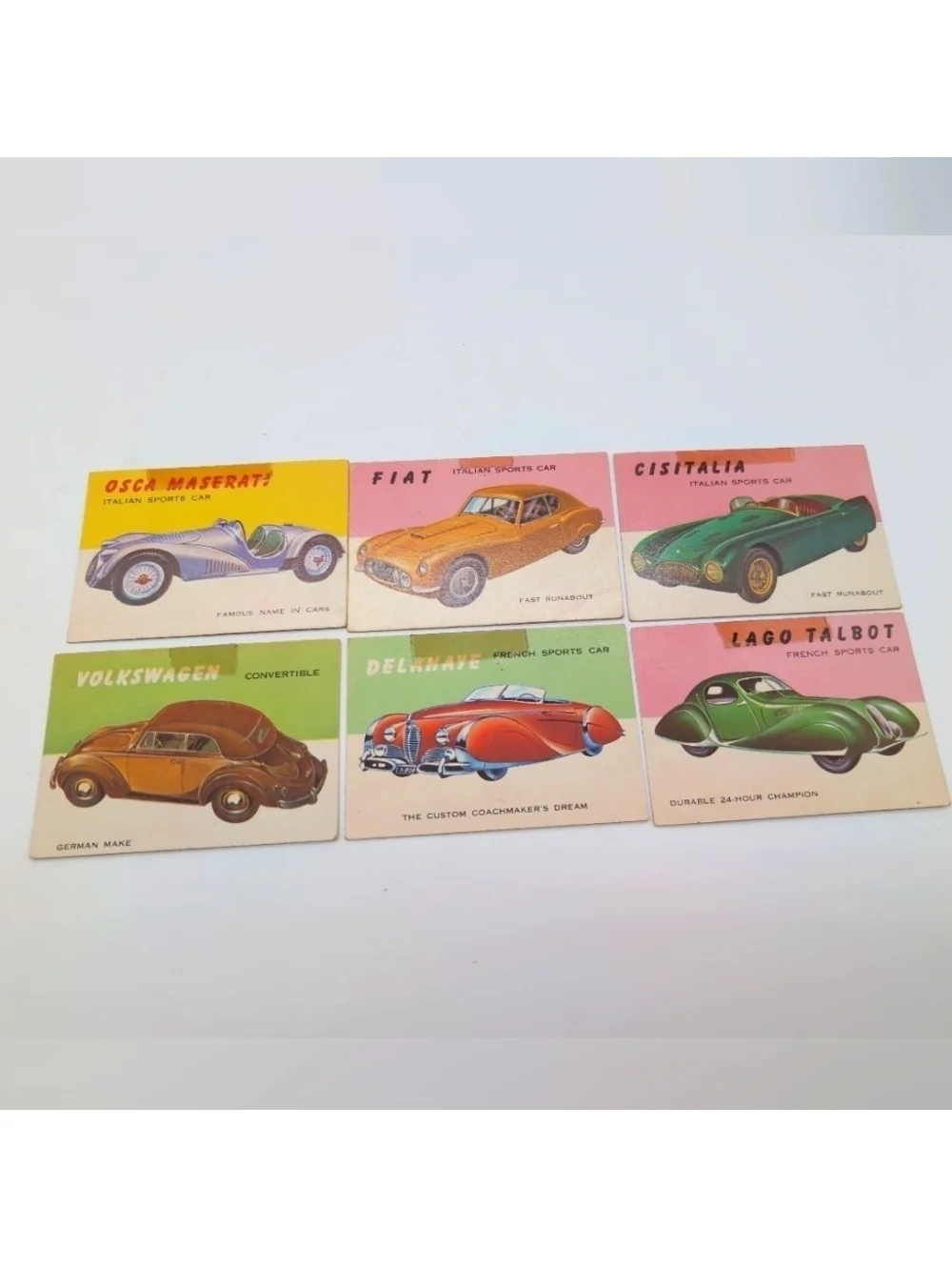 1954 Topps Vintage Car Cards Set European Sports VW Talbot Lago Maserati Fiat ++